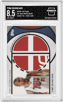 Tim Duncan from the 2009-10 Topps set graded by Arena Club and given an overall grade of 8.5.