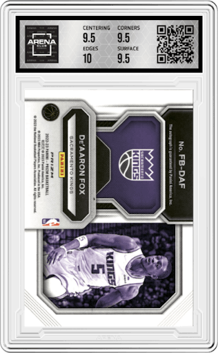 De'Aaron Fox from the 2022-23 Panini Prizm  set graded by Arena Club and given an overall grade of 10.