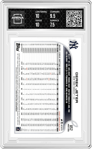 Derek Jeter from the 2022 Topps Update  set graded by Arena Club and given an overall grade of 8.