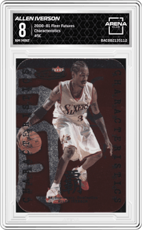Allen Iverson from the 2000-01 Fleer Futures set graded by Arena Club and given an overall grade of 8.