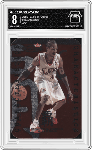 Allen Iverson from the 2000-01 Fleer Futures set graded by Arena Club and given an overall grade of 8.