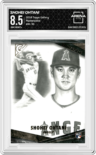 Shohei Ohtani from the 2018 Topps Gallery set graded by Arena Club and given an overall grade of 8.5.