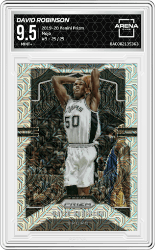 David Robinson from the 2019-20 Panini Prizm set featuring a Mojo parallel graded by Arena Club and given an overall grade of 9.5.