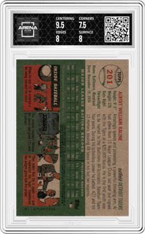 Al Kaline from the 2002 Topps set graded by Arena Club and given an overall grade of 8.