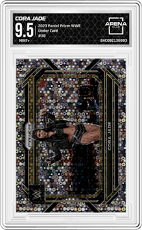 Cora Jade from the 2023 Panini Prizm WWE set featuring a Under Card parallel graded by Arena Club and given an overall grade of 9.5.