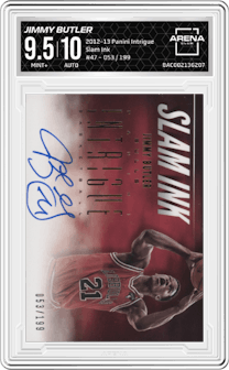 Jimmy Butler from the 2012-13 Panini Intrigue set graded by Arena Club and given an overall grade of 9.5.