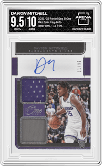 Davion Mitchell  from the 2021-22 Panini One and One set graded by Arena Club and given an overall grade of 9.5.