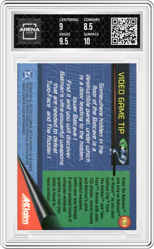 Batcave from the 1995 Metal Batman Forever set graded by Arena Club and given an overall grade of 9.