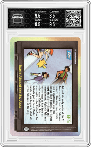 Battle Aboard the St. Anne from the 2000 Topps Pokemon TV set graded by Arena Club and given an overall grade of 9.