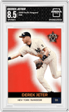 Derek Jeter from the 2000 Pacific Vanguard set graded by Arena Club and given an overall grade of 8.5.
