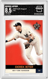 Derek Jeter from the 2000 Pacific Vanguard set graded by Arena Club and given an overall grade of 8.5.