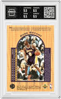 Kobe Bryant from the 1996-97 Upper Deck UD3 set graded by Arena Club and given an overall grade of 9.