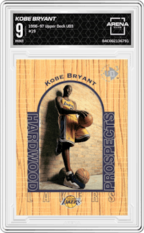 Kobe Bryant from the 1996-97 Upper Deck UD3 set graded by Arena Club and given an overall grade of 9.