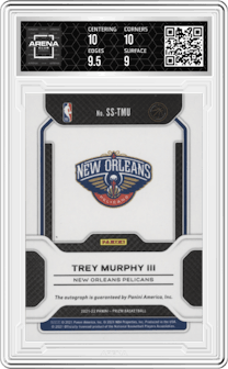 Trey Murphy III from the 2021-22 Panini Prizm  set graded by Arena Club and given an overall grade of 9.5.
