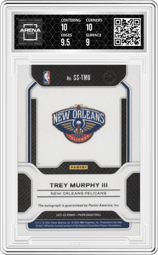 Trey Murphy III from the 2021-22 Panini Prizm  set graded by Arena Club and given an overall grade of 9.5.