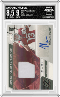 Michael Wilson from the 2023 Panini Zenith set graded by Arena Club and given an overall grade of 8.5.