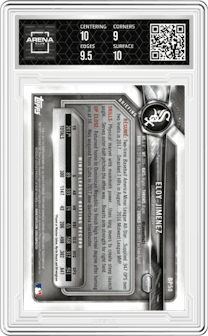 Eloy Jimenez from the 2020 Topps Archives Signature Series Active Player Edition set graded by Arena Club and given an overall grade of 9.5.