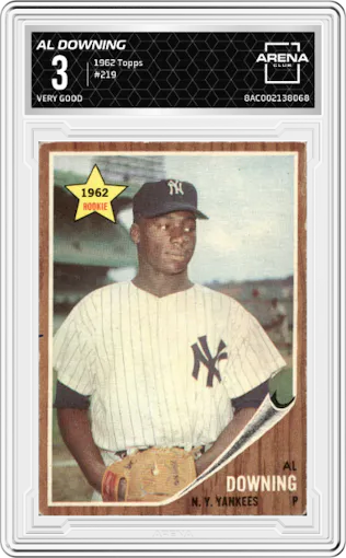 Al Downing from the 1962 Topps set graded by Arena Club and given an overall grade of 3.