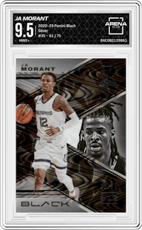 Ja Morant from the 2022-23 Panini Black set featuring a Silver parallel graded by Arena Club and given an overall grade of 9.5.