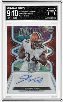 Jerome Ford from the 2022 Panini Spectra set featuring a Celestial parallel graded by Arena Club and given an overall grade of 9.