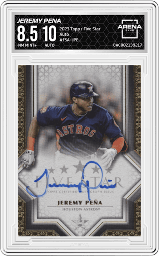 Jeremy Pena from the 2023 Topps Five Star set graded by Arena Club and given an overall grade of 8.5.