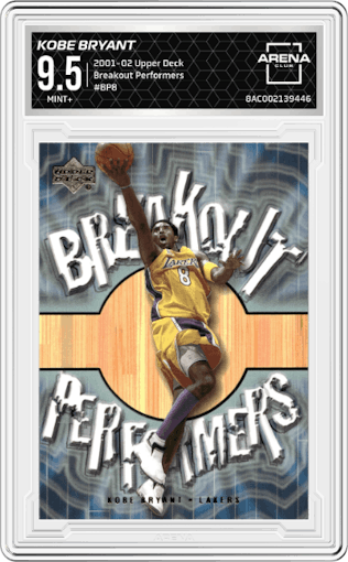 Kobe Bryant from the 2001-02 Upper Deck set graded by Arena Club and given an overall grade of 9.5.
