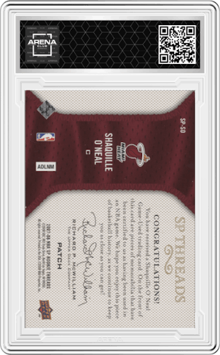Shaquille O'Neal from the 2007-08 Upper Deck SP Rookie Threads set graded by Arena Club.