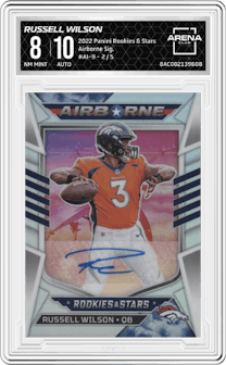 Russell Wilson from the 2022 Panini Rookies & Stars set graded by Arena Club and given an overall grade of 8.