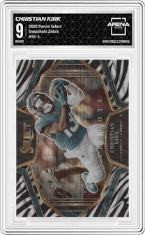 Christian Kirk from the 2022 Panini Select set featuring a Zebra parallel graded by Arena Club and given an overall grade of 9.