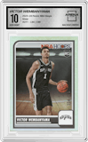 Victor Wembanyama from the 2023-24 Panini NBA Hoops set featuring a Silver parallel graded by Arena Club and given an overall grade of 10.