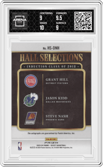 Grant Hill/Jason Kidd/Steve Nash from the 2023-24 Panini Select  set graded by Arena Club and given an overall grade of 9.5.