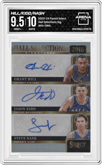 Grant Hill/Jason Kidd/Steve Nash from the 2023-24 Panini Select  set graded by Arena Club and given an overall grade of 9.5.