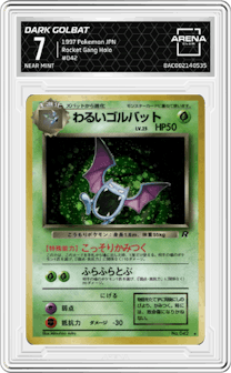 Dark Golbat from the 1997 Pokemon JPN set graded by Arena Club and given an overall grade of 7.