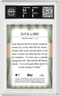 Elly De La Cruz from the 2024 Topps  set graded by Arena Club and given an overall grade of 8.5.