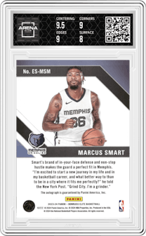 Marcus Smart from the 2023-24 Panini Donruss Elite set graded by Arena Club and given an overall grade of 8.5.