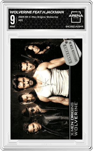 X-Men Origins: Wolverine features Hugh Jackman from the 2009 Rittenhouse X-Men Origins: Wolverine set graded by Arena Club and given an overall grade of 9.