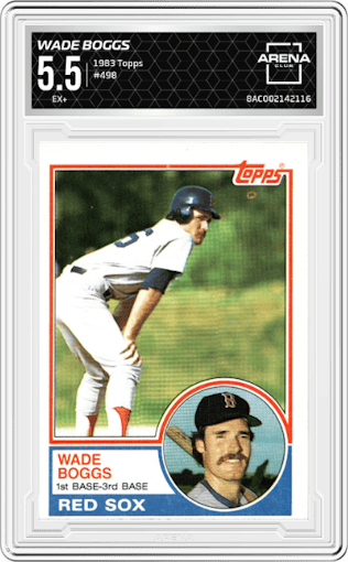 Wade Boggs from the 1983 Topps set graded by Arena Club and given an overall grade of 5.5.
