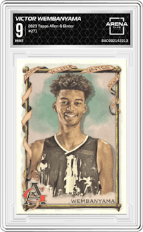 Victor Wembanyama from the 2023 Topps Allen & Ginter set graded by Arena Club and given an overall grade of 9.