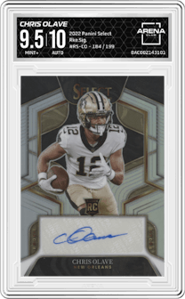 Chris Olave from the 2022 Panini Select set graded by Arena Club and given an overall grade of 9.5.