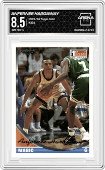 Anfernee Hardaway from the 1993-94 Topps Gold set graded by Arena Club and given an overall grade of 8.5.