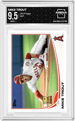 Mike Trout from the 2013 Topps set graded by Arena Club and given an overall grade of 9.5.