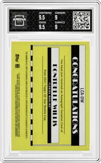 Dontrelle Willis from the 2021 Topps All-Star Rookie Cup set graded by Arena Club and given an overall grade of 9.5.
