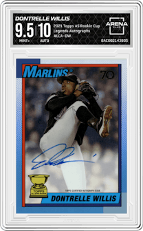 Dontrelle Willis from the 2021 Topps All-Star Rookie Cup set graded by Arena Club and given an overall grade of 9.5.