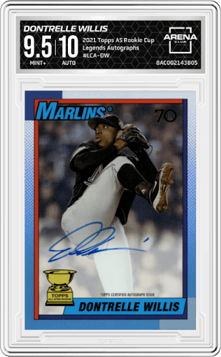 Dontrelle Willis from the 2021 Topps All-Star Rookie Cup set graded by Arena Club and given an overall grade of 9.5.