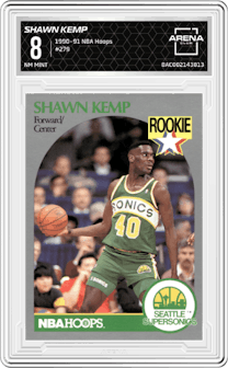 Shawn Kemp from the 1990-91 NBA Hoops set graded by Arena Club and given an overall grade of 8.