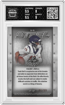 Tank Dell from the 2023 Leaf Trinity set graded by Arena Club and given an overall grade of 8.5.