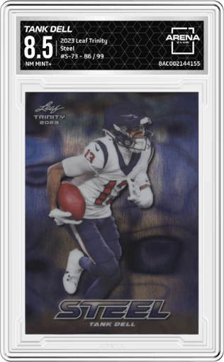 Tank Dell from the 2023 Leaf Trinity set graded by Arena Club and given an overall grade of 8.5.