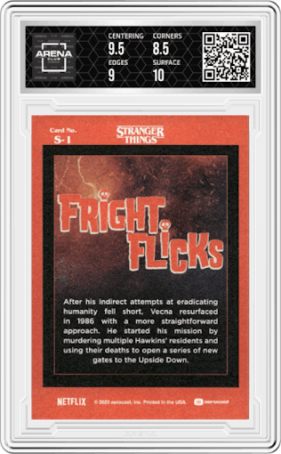 Vecna from the 2023 Zerocool Stranger Things Fright Flicks set graded by Arena Club and given an overall grade of 9.