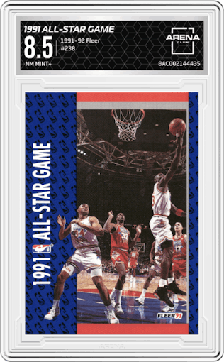 1991 All-Star Game from the 1991-92 Fleer set graded by Arena Club and given an overall grade of 8.5.