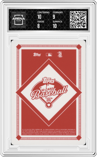 Gerrit Cole from the 2019 Topps 52-Card Baseball Game set graded by Arena Club and given an overall grade of 8.5.